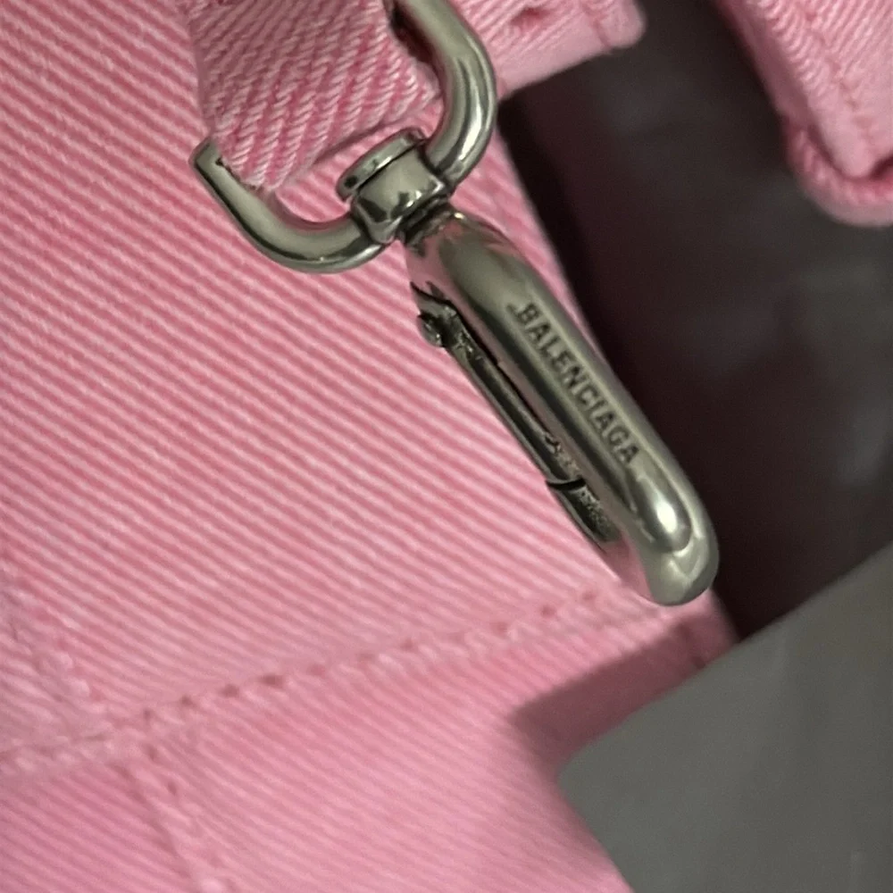 ❌SOLD❌ Authentic Balenciaga Pink Denim Sml Hourglass Top Handle - Picture 4 of 10